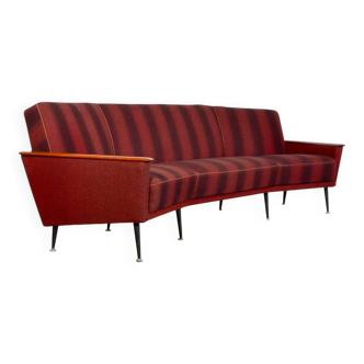 Rare curved vintage teak canapé 1950s / Decor series Deutschland 83