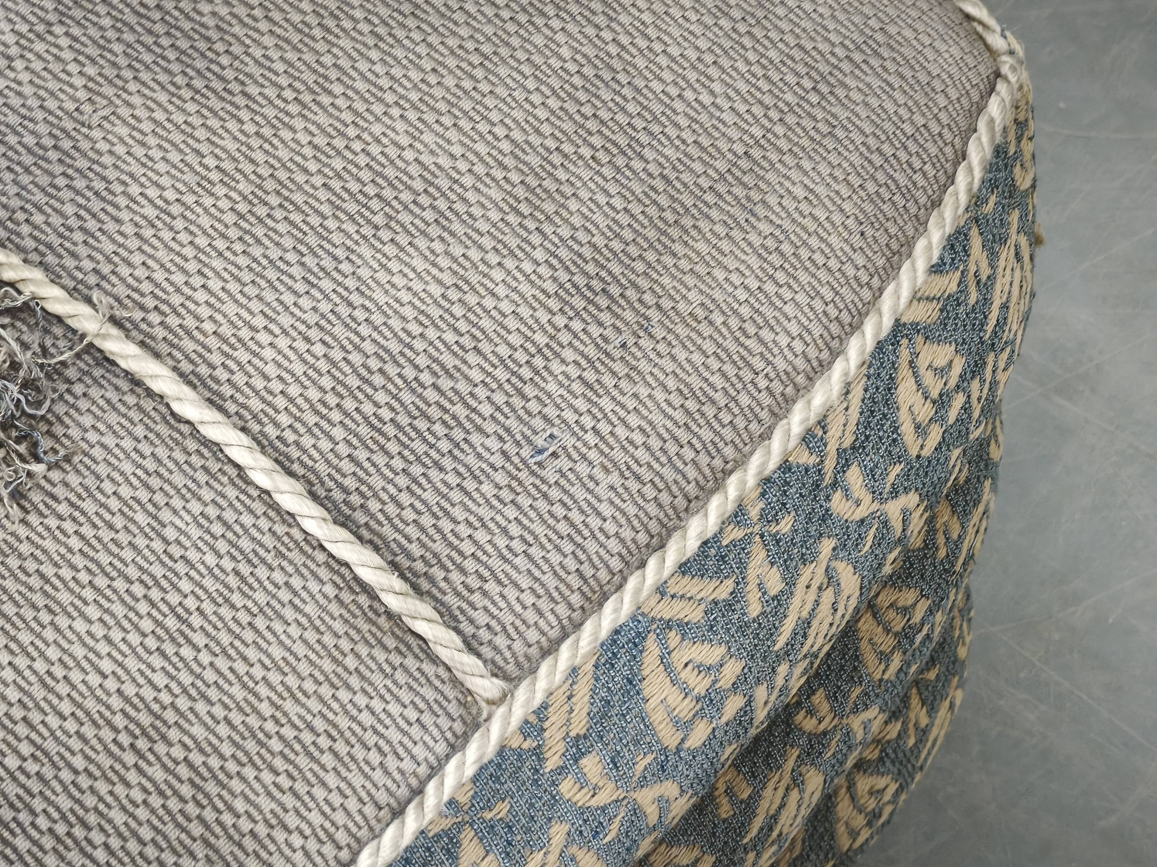 1930s Czech Art Deco Walnut Upholstered Footstool Ottoman