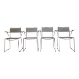 Mid-Century Design Chrome and Leather Chairs from Italy, Set of 4, 1970s