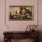 Antique Painting Pastoral Scene From The 18th Century