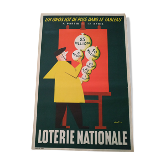 Affiche ancienne loterie nationale de Gad 1955