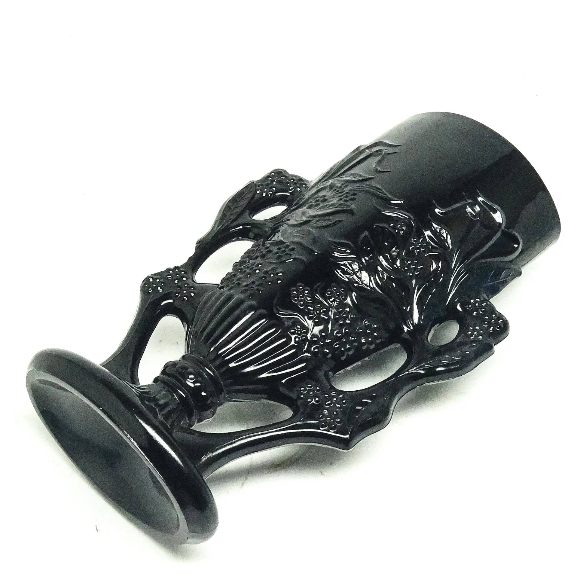 Eclectic vase, black hyalite glass, Ząbkowice, Poland, 1970s