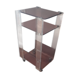 Transparent and smoked two-tone plexiglass console on wheels, 70 years