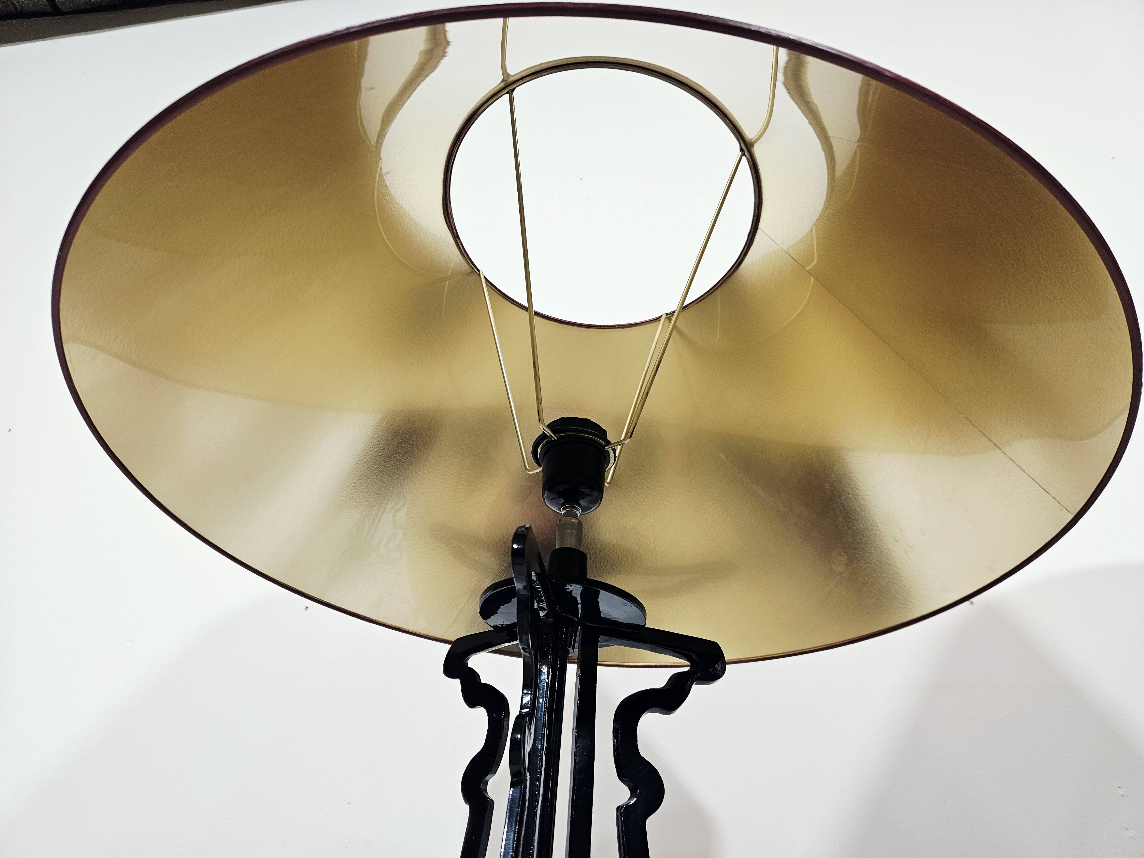 Paire Unique de Lampes de Table/Art Déco/Vintage – Bourgogne et Or/Années 1980