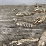 12 duck knife holders in silver metal