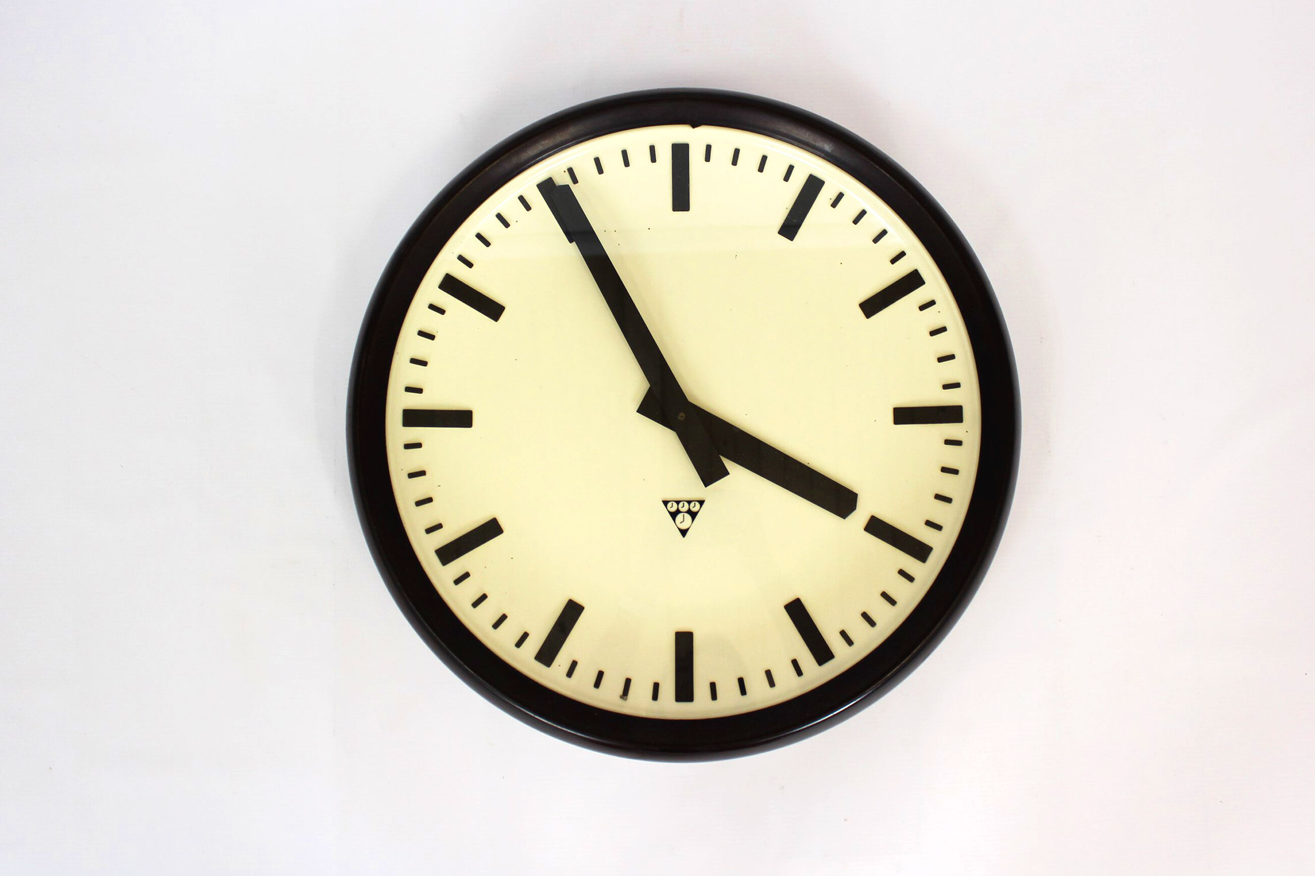 Bakelite railway clock from pragotron, 1950s