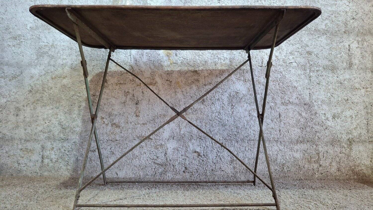 Table de jardin pliante bistrot fer vintage début XXe