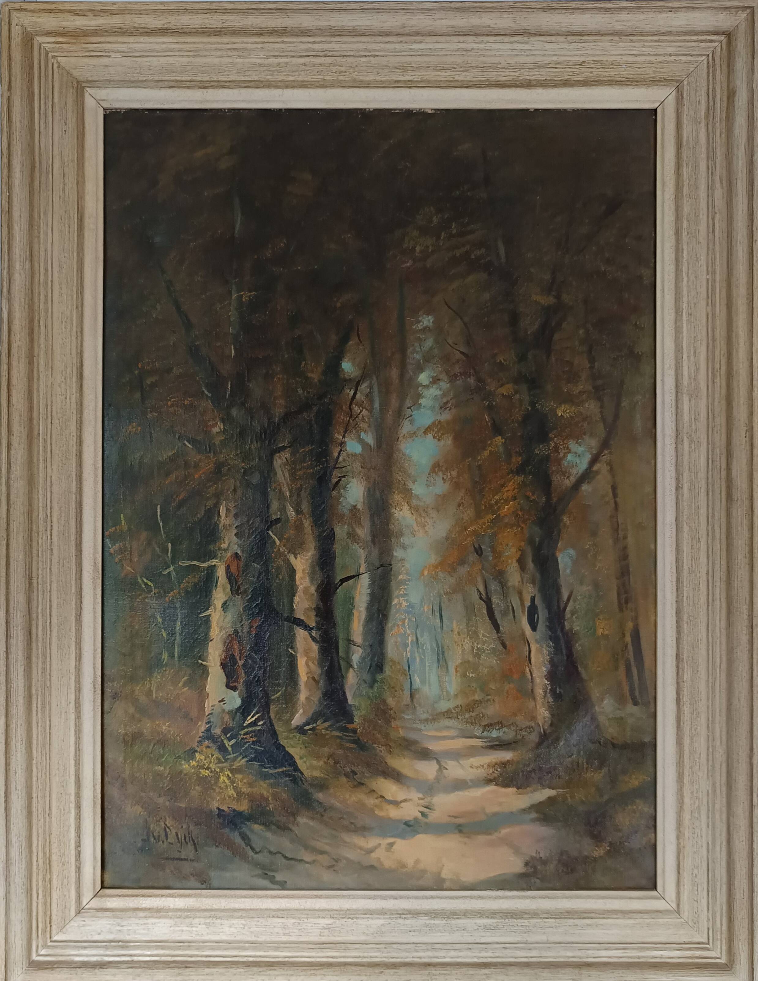 Oil on canvas Undergrowth signed Adolf Philippus Van Dijk (1859-1924)