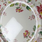 4 antique dessert plates Longchamp Daisies ironstone polychrome