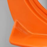 Vintage Italian Space Age round plastic mirror with shelf, 1970s