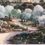 Watercolor saint paul de vence signed jacques anger 1977, provence alpes maritimes 06 impressionism