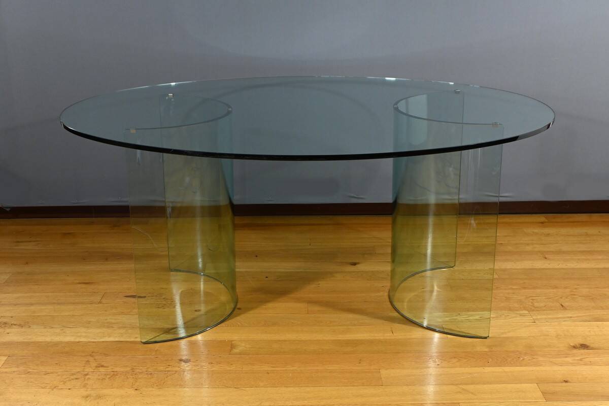 Oval Glass Table, attributed to Fiam, Italy – 1980