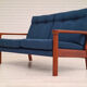 Canapé scandinave entièrement rénové, années 70, laine de meubles, teck