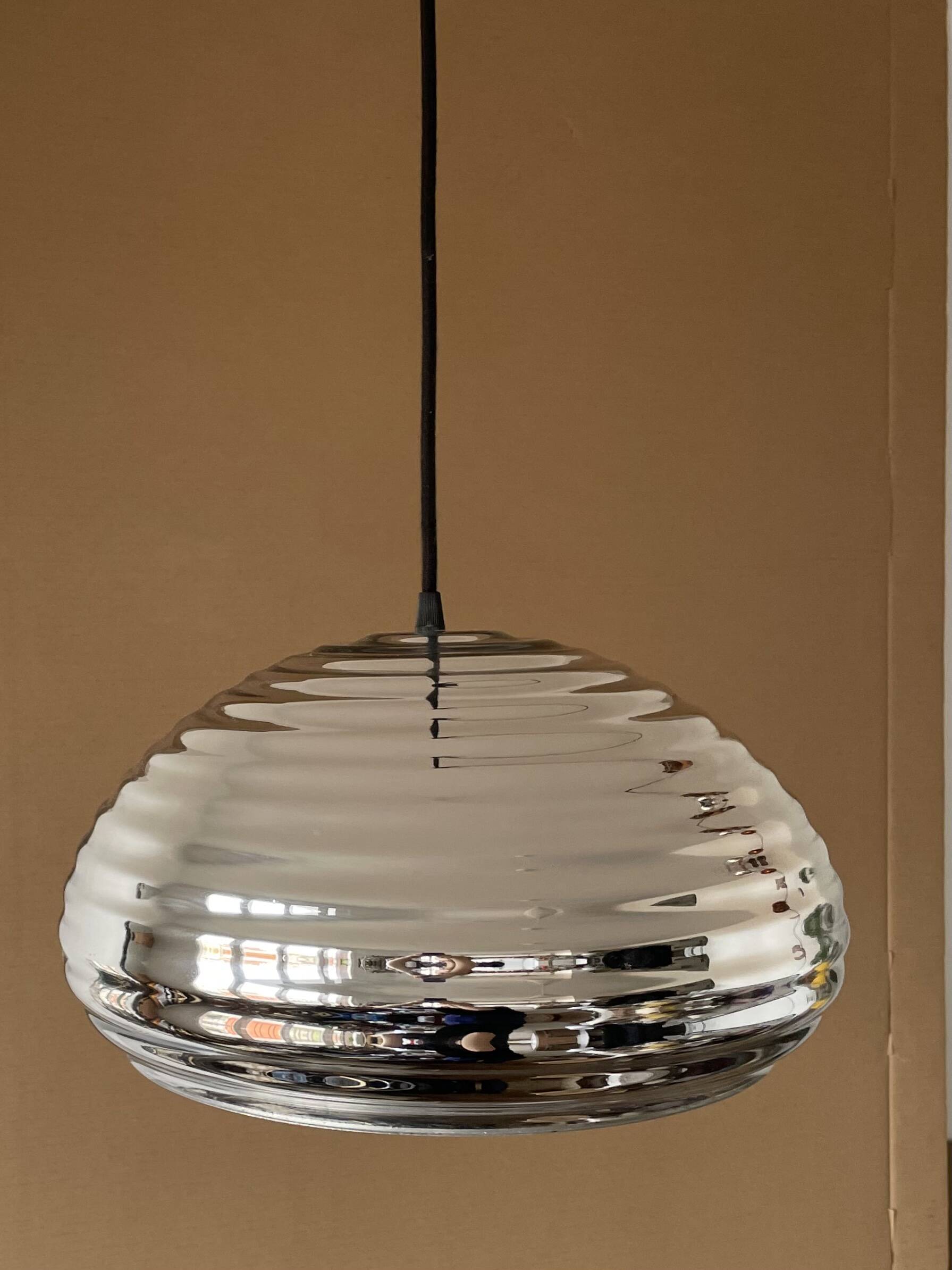 Vintage silver glass pendant light