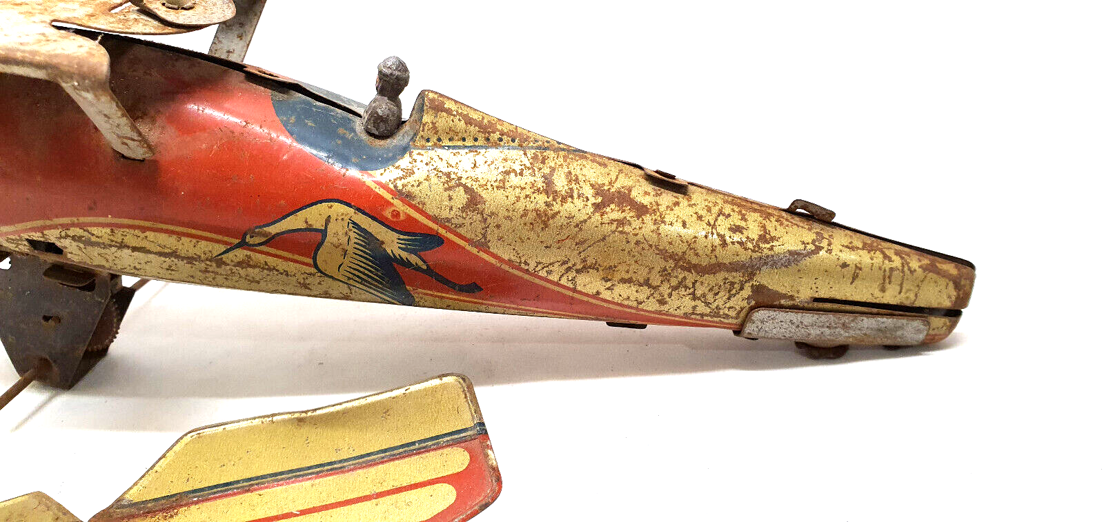 Old jep sheet metal airplane toy united France f252 stork squadron for part