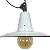 Industrial White Enamel Factory Pendant Lamp, 1960s