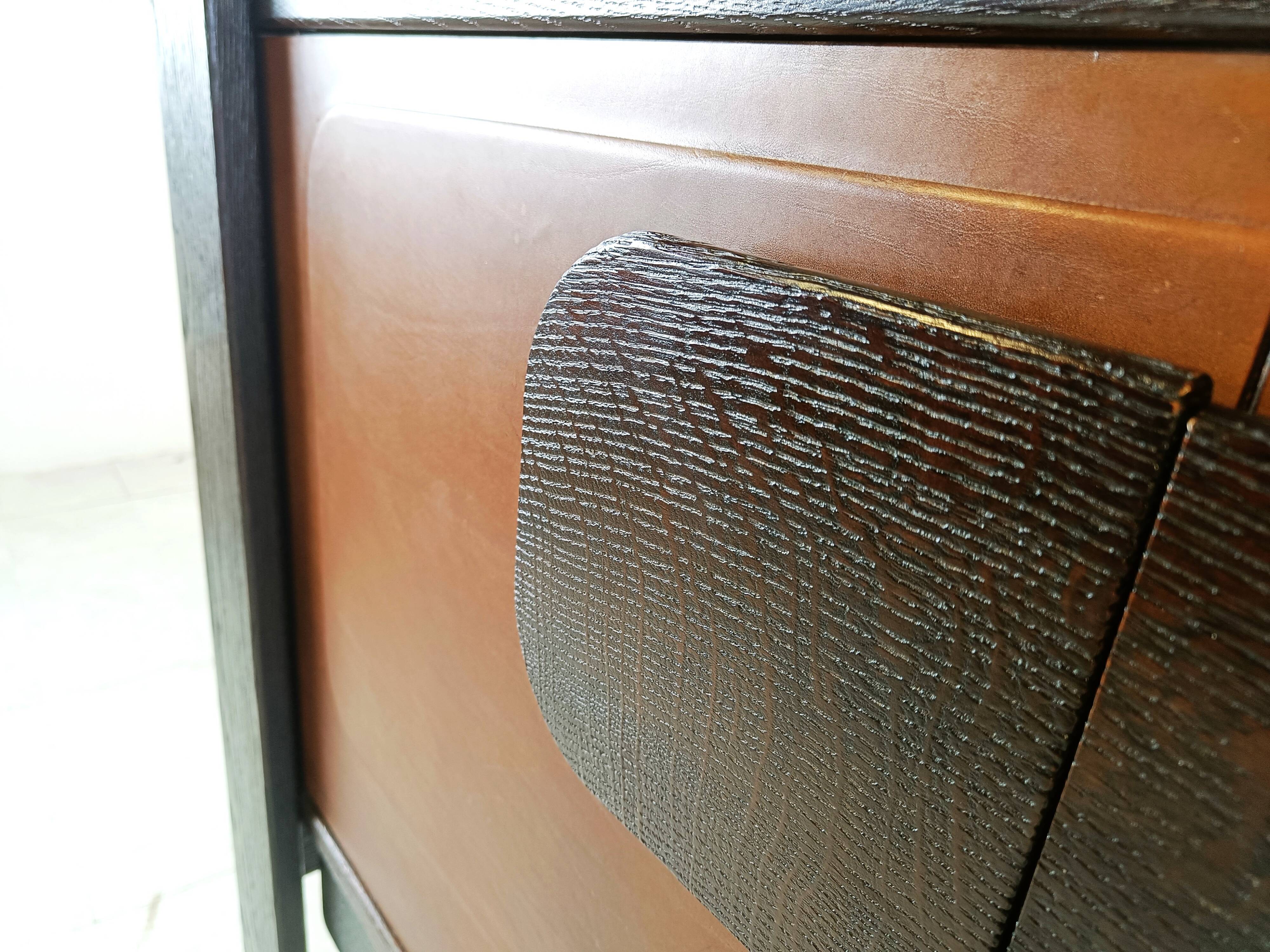 Vintage meather and wooden bar cabinet by Hi Plan, 1960s