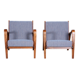 Pair of restored art deco armchairs designed by Jan Vanek, ash, czechia, 1940s