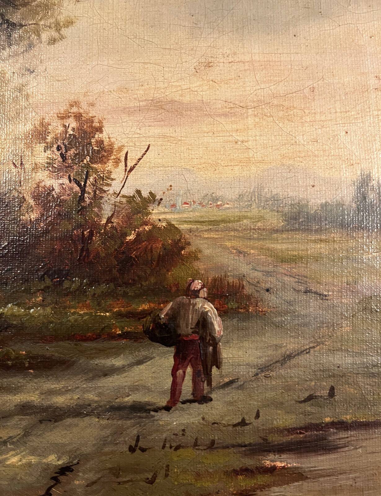 Tableau HST 19th century signed Borough "Animated Landscape"