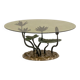 Table basse nénuphar en bronze à deux patines, années 1970