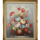 Tableau bouquet de fleurs tons pastels signé Frederick