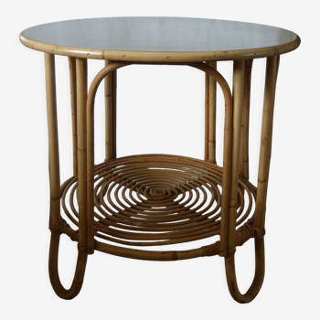 Rattan / formica pedestal table coffee table