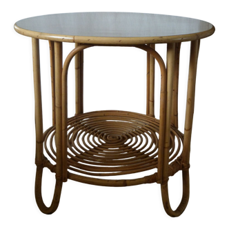 Rattan / formica pedestal table coffee table