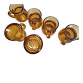 Lot de petits verres originaux vintage en verre Ambre