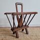 Brutalist Art-Populaire magazine holder in vintage solid wood