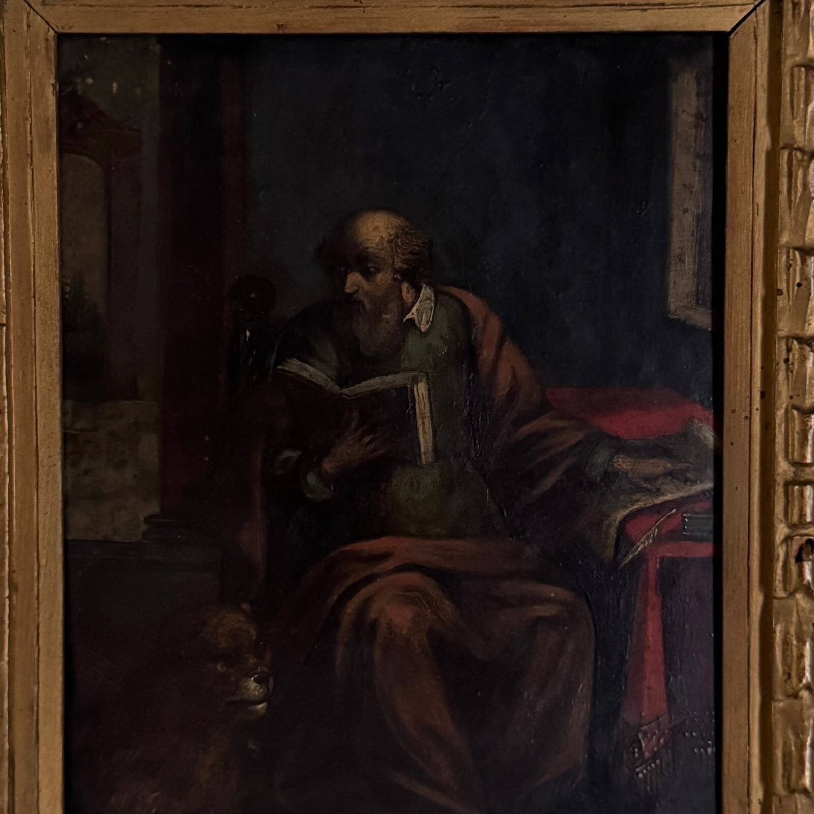 17th century oil on copper depicting Saint Jerome