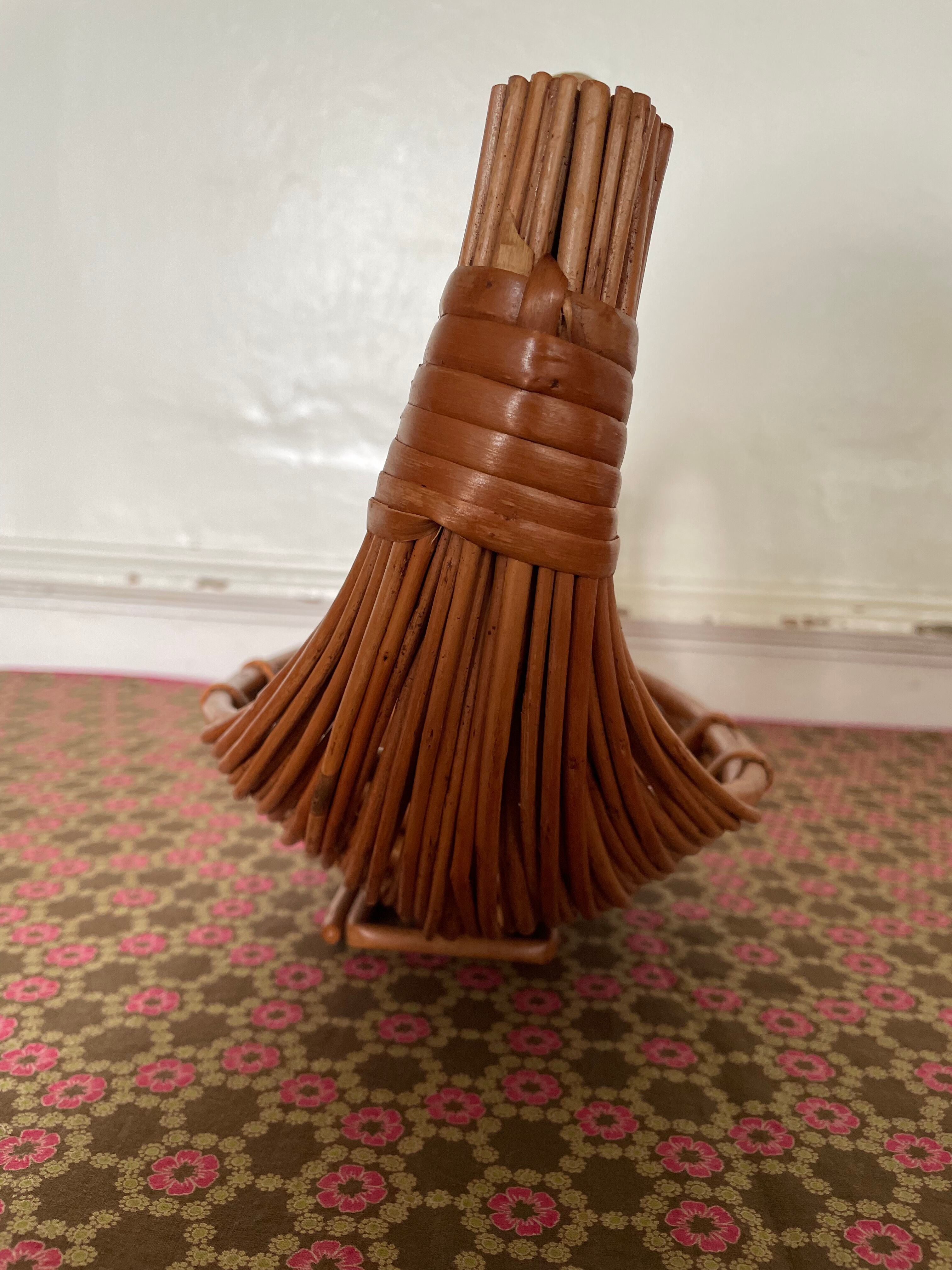 Woven wicker fruit basket 1960