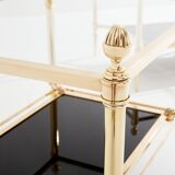 style Maison Jansen paire de tables d’appoint laiton verre opalin 1970