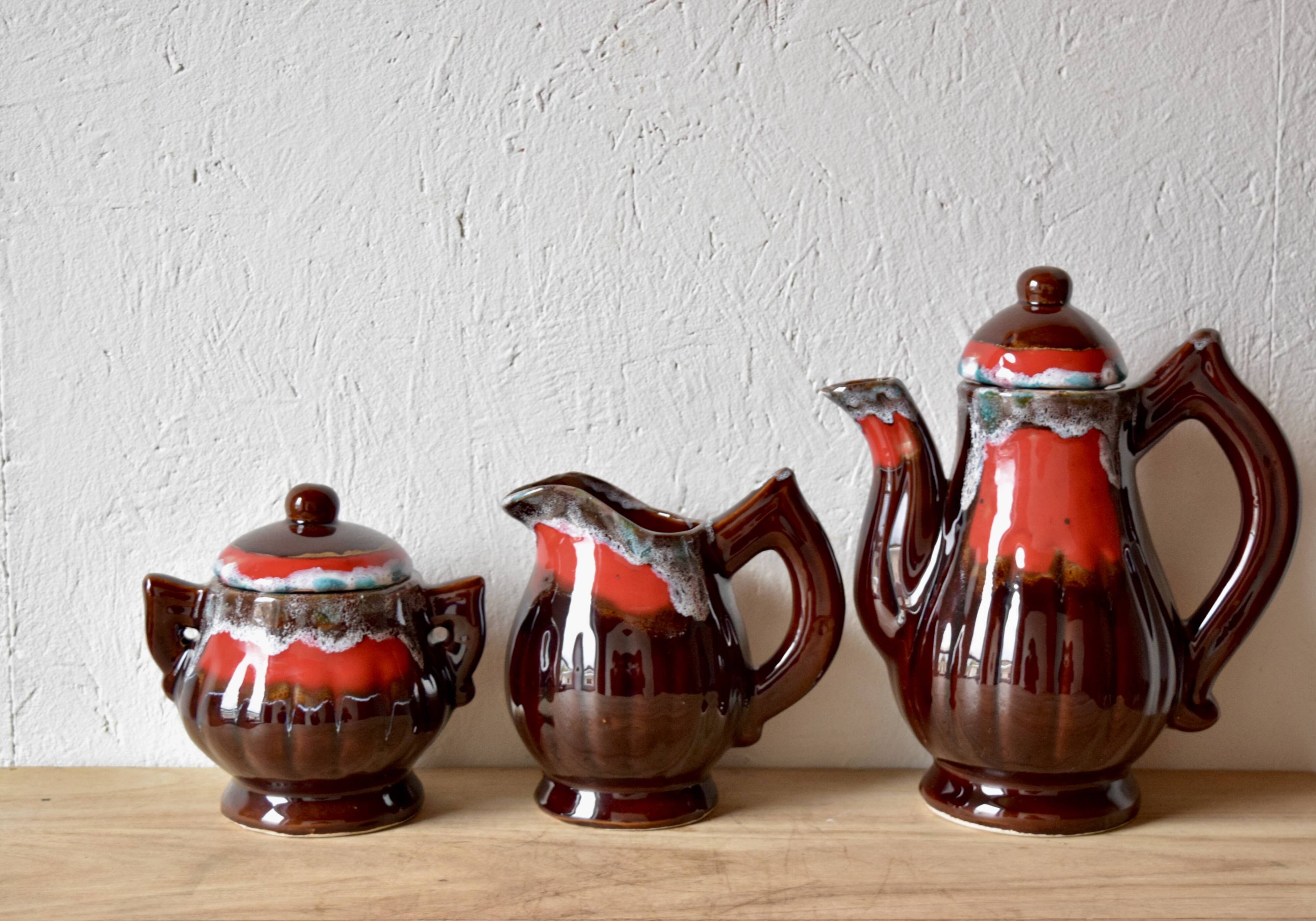 VALLAURIS - vintage coffee or tea service - signed - 15 pieces