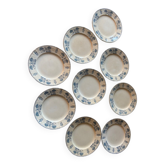Series of 9 plates Terre de fer Sarreguemines anciens