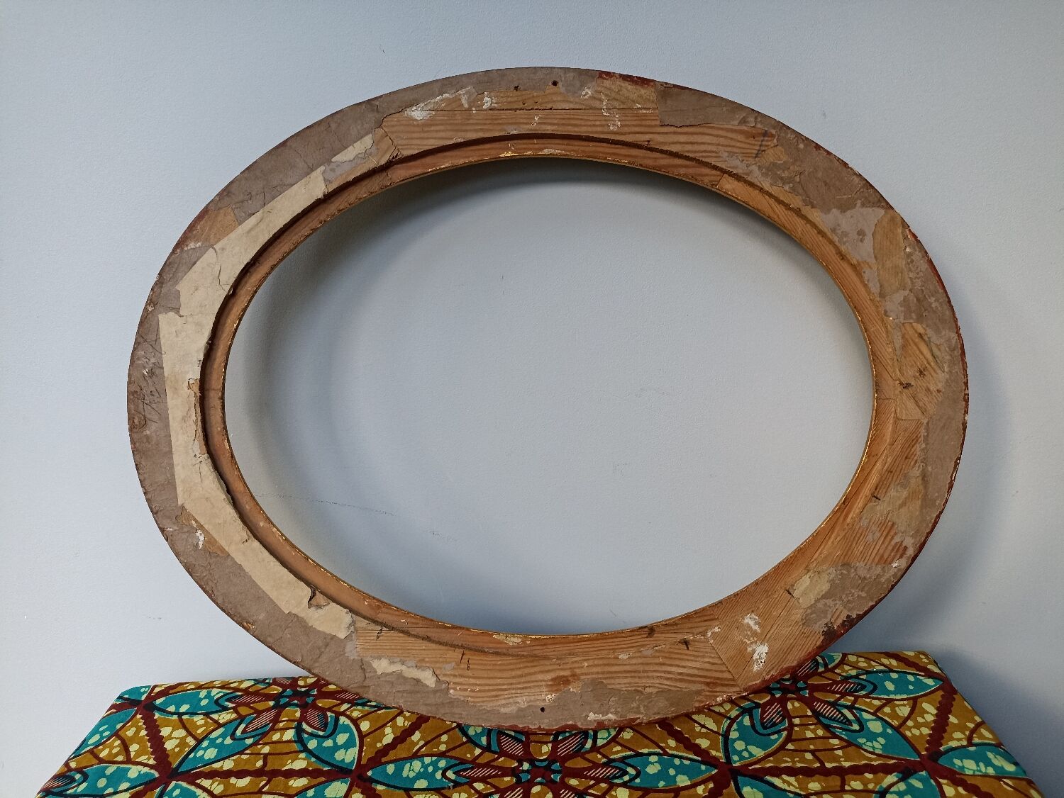 Old oval wooden frame