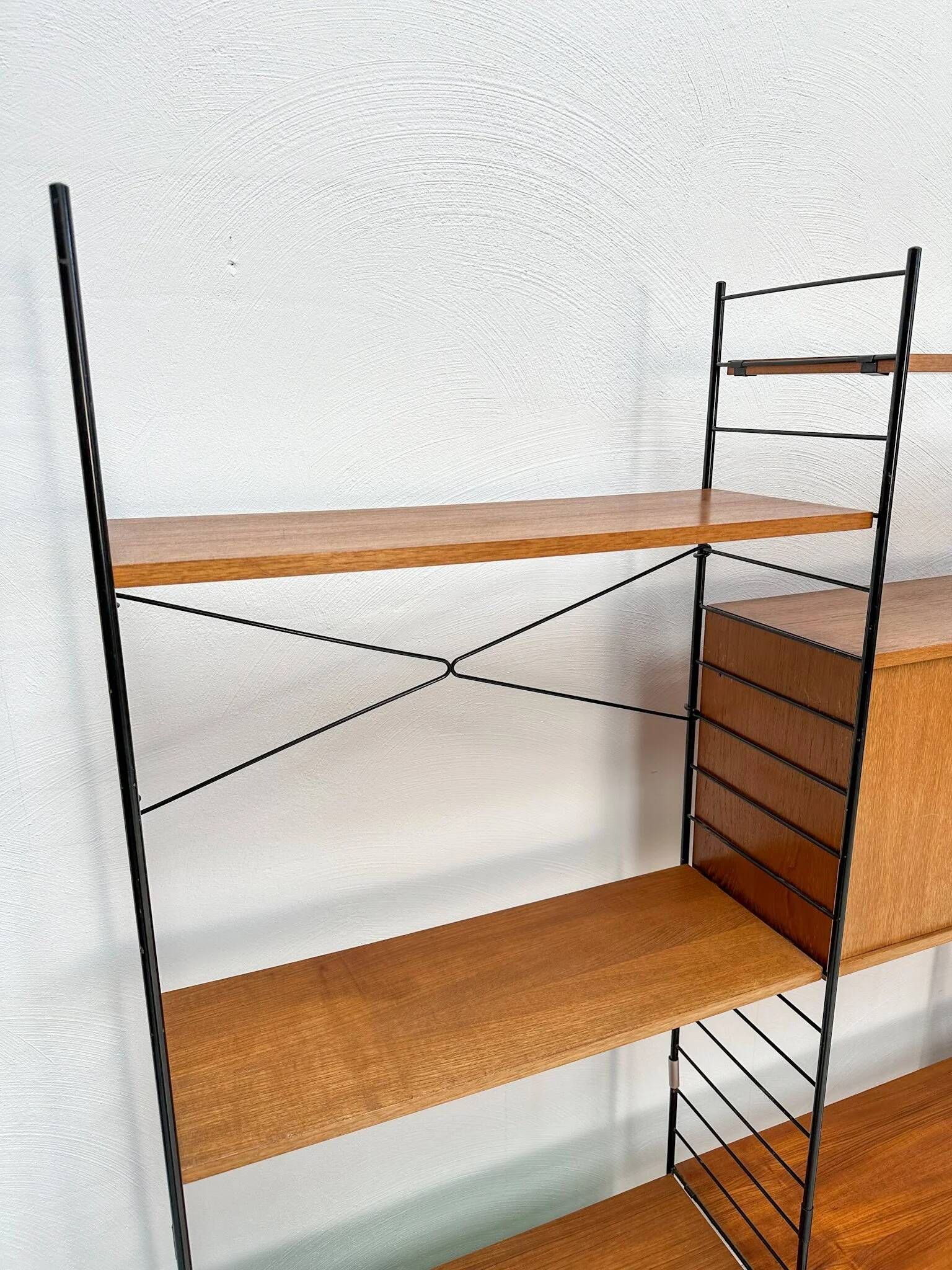 1960s vintage freestanding teak shelving system by WHB