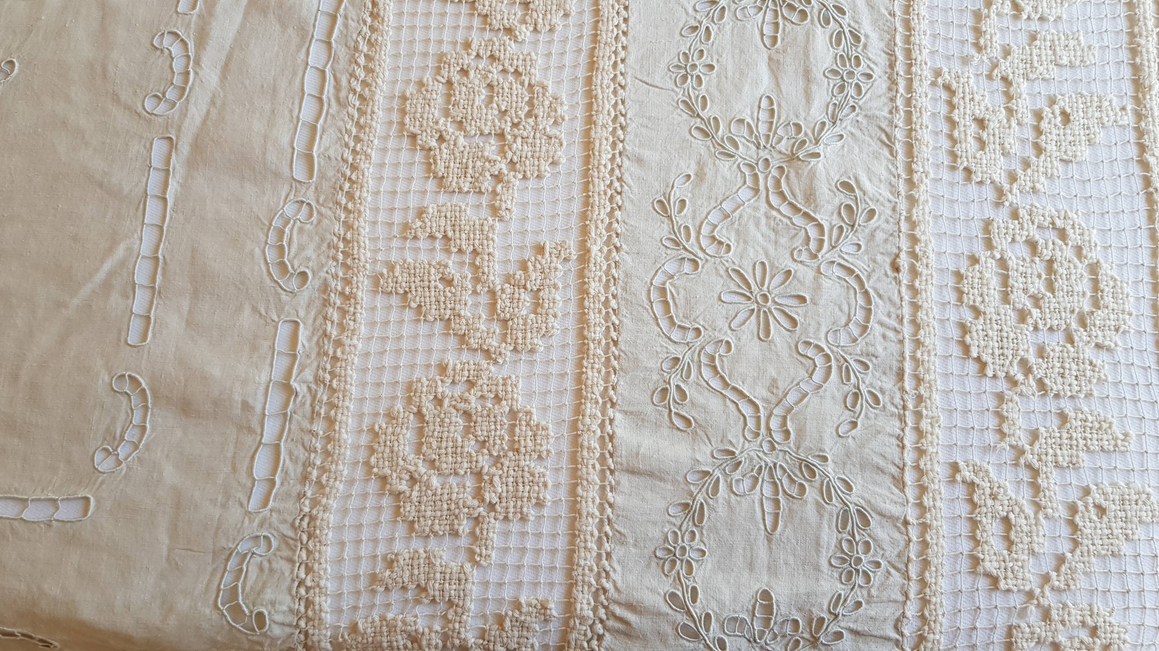 Old embroidery and crochet bedspread