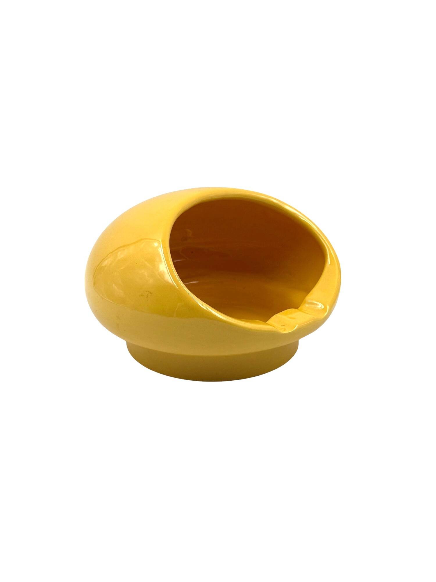 Space age yellow ceramic ashtray, Viba Italy 1970s
