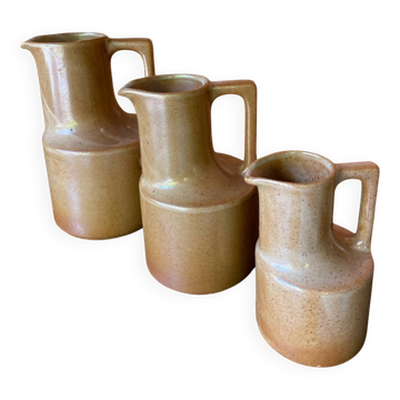 Set of 3 stoneware jugs from Brenne
