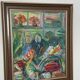 Huile sur toile suédoise – « Intérieur avec figures » par Erik Lo (1914–2004)