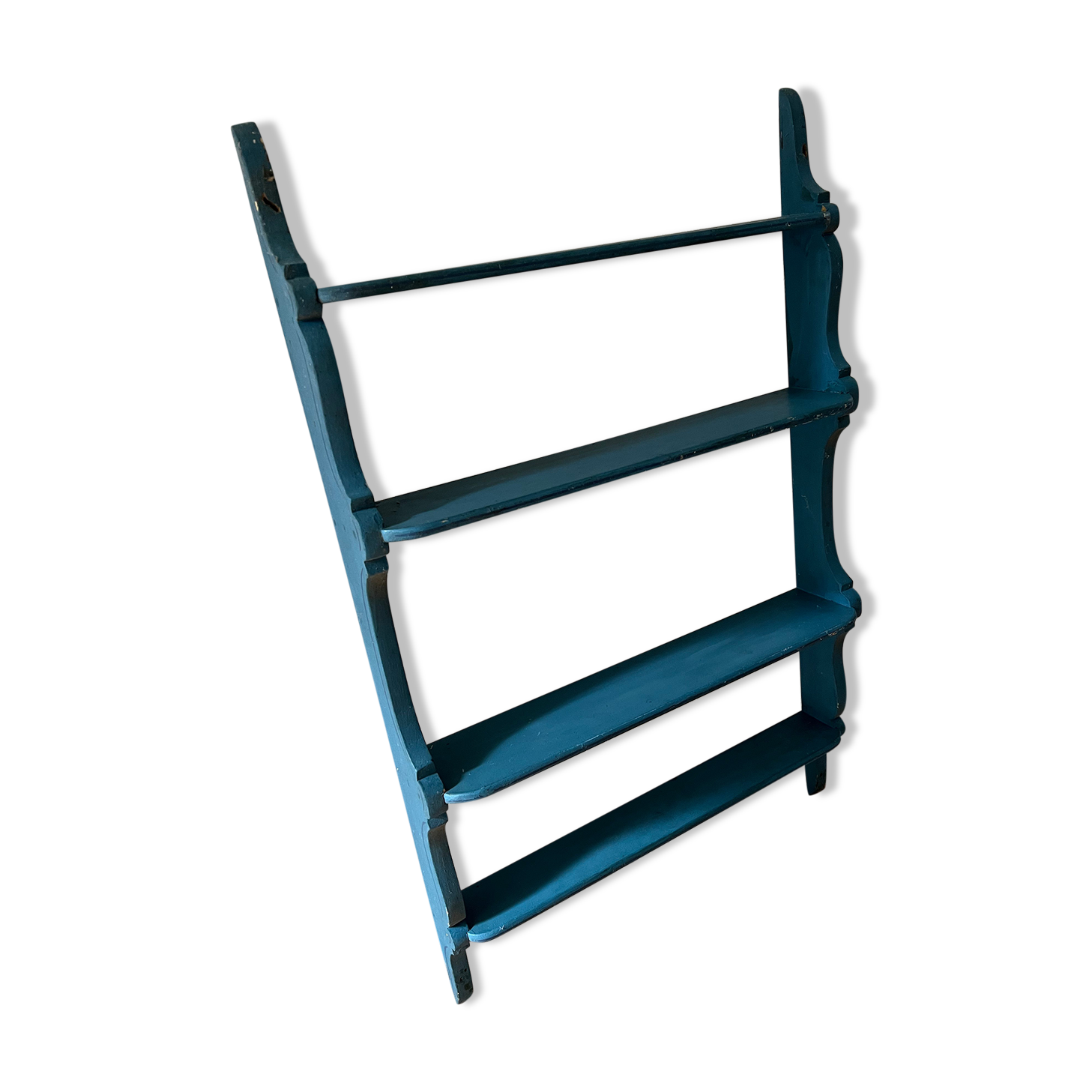 Blue wooden wall shelf