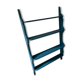 Blue wooden wall shelf