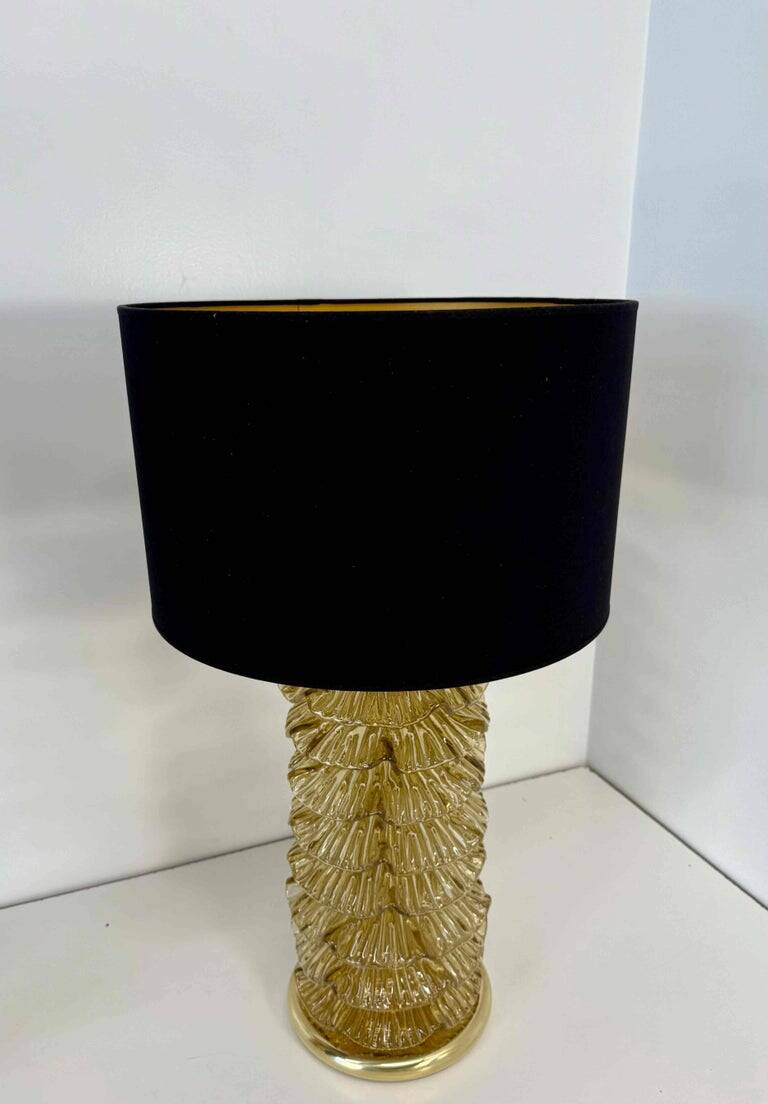 Pair of Murano Gold and Brass Table Lamps