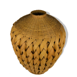 Rattan vase and braided bamboo leaves