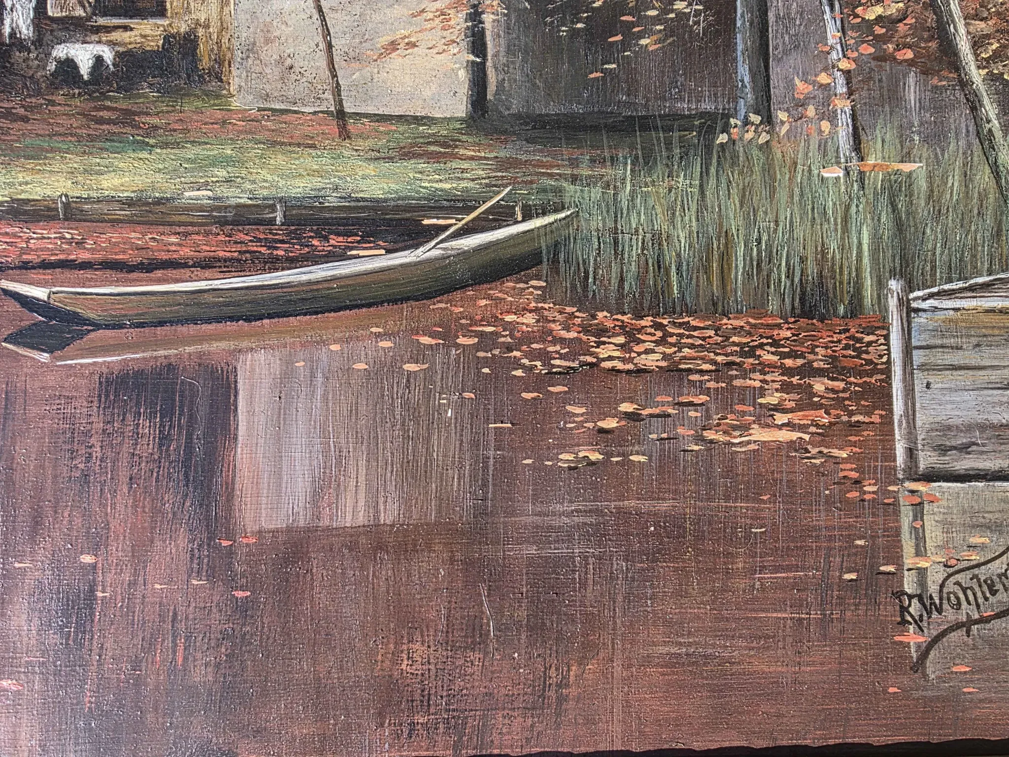 Vintage Autumn Landscape Oil Painting