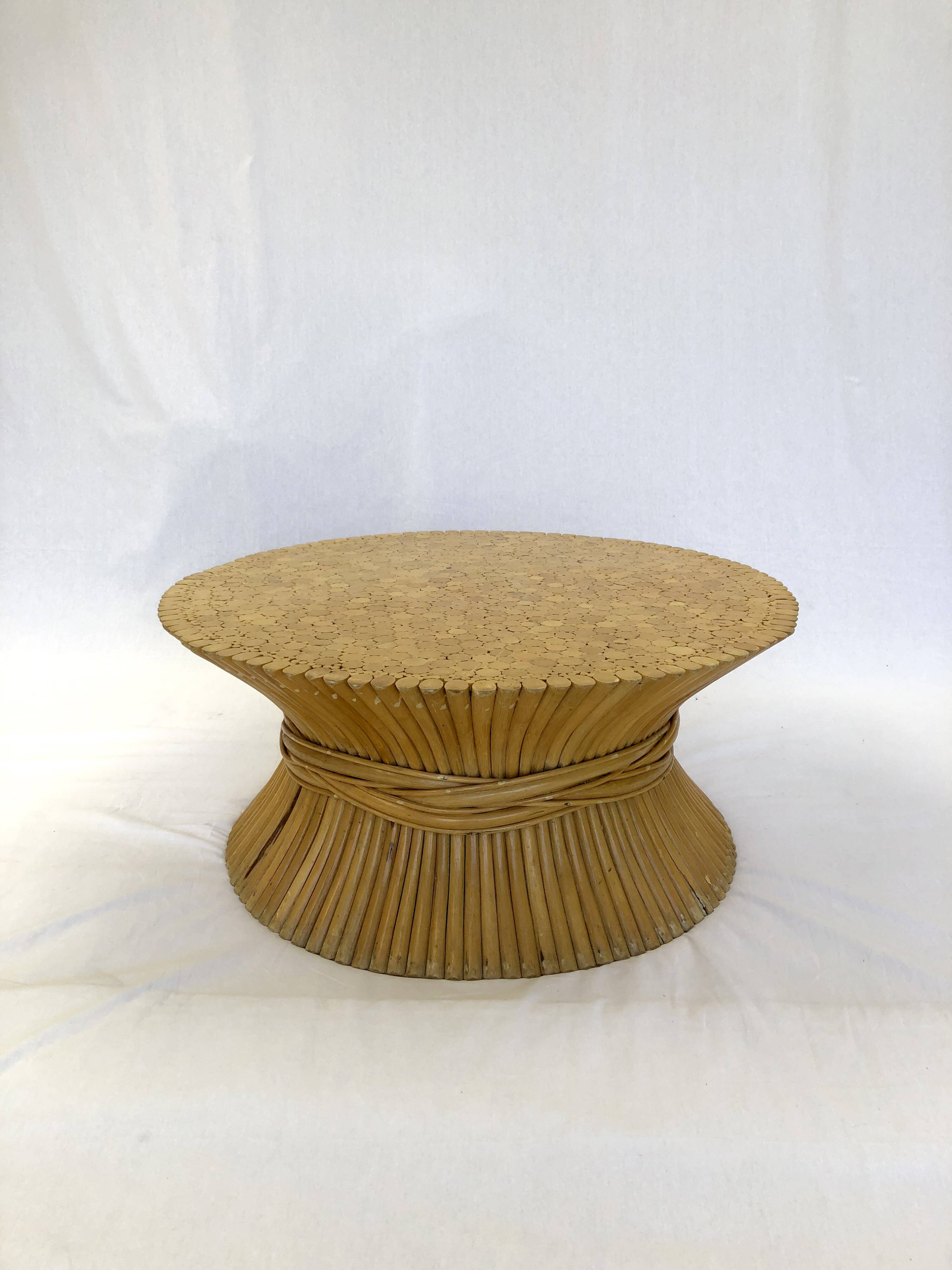 Wheat Sheaf coffee table by McGuire America, 60s/70s