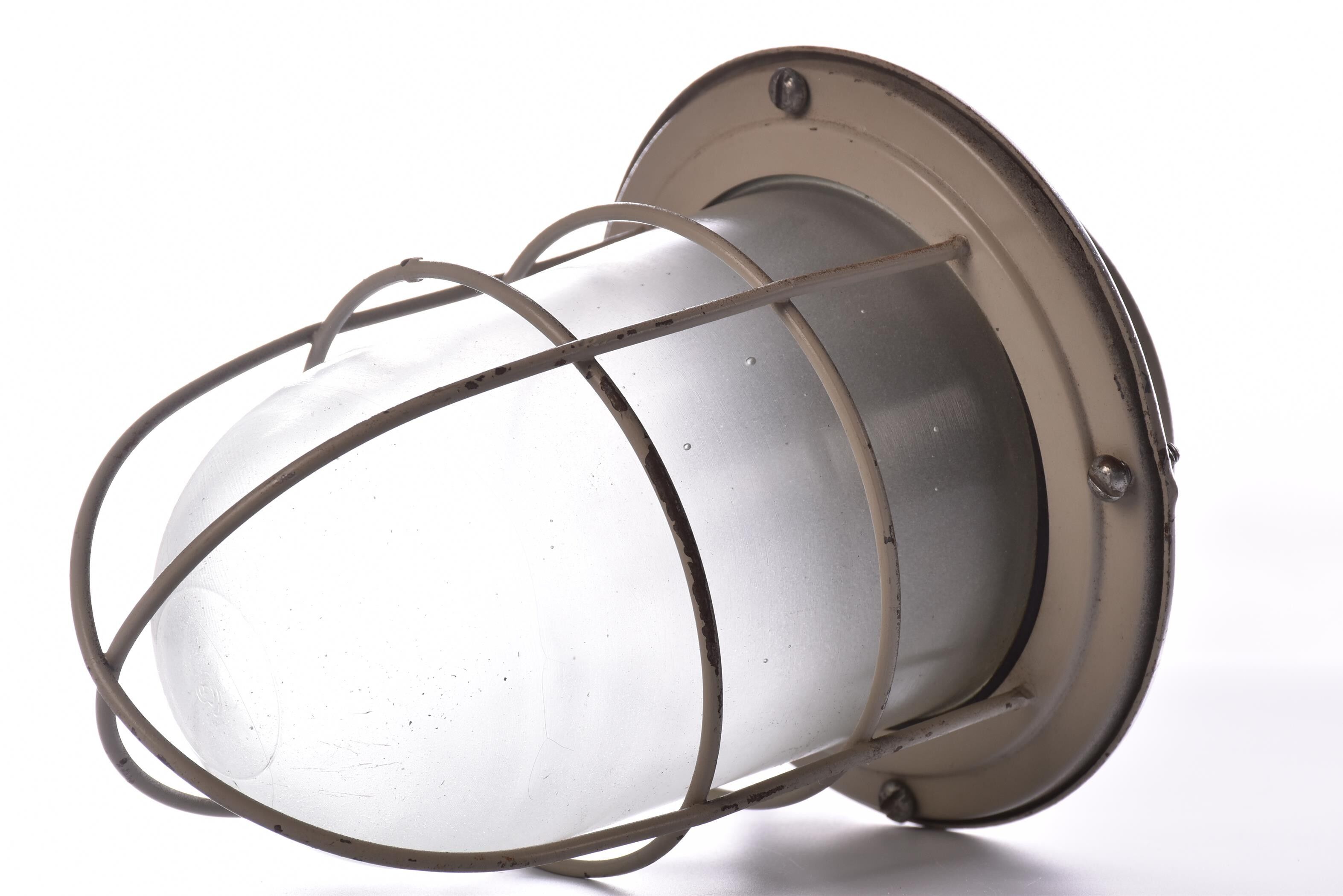 Industrial cage lamp light beige