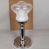Portuguese mid century modern clear glass chromed buffet table lamp 1970s