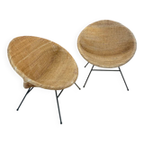 Paire de fauteuils en rotin, 1950