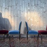 Set of 4 Napoleon III chairs in black and gold.